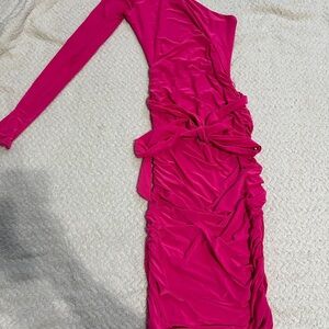 Elegant Pink Ruched Dress